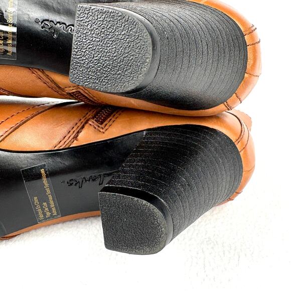 CLARKS Womens 9.5 Tan Leather Sapphire Vesta Heeled Ankle Boot Brown Side Zip - Picture 8 of 15